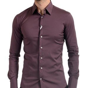 Malo Men's Dark Purple Stretch Dress Shirt